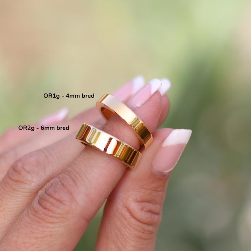 6mm Slät ring, stål/guld/rosé - INKL. GRAVYR
