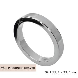 4mm Slät ring, stål/guld/rosé - INKL. GRAVYR