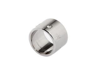Bred ring med Zirconia sten och gravyr "älskad", Stål / Guld / Rosé