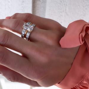 Favoritkombo! Semialliansringar + Solitärring - stål / Guld / Rosé