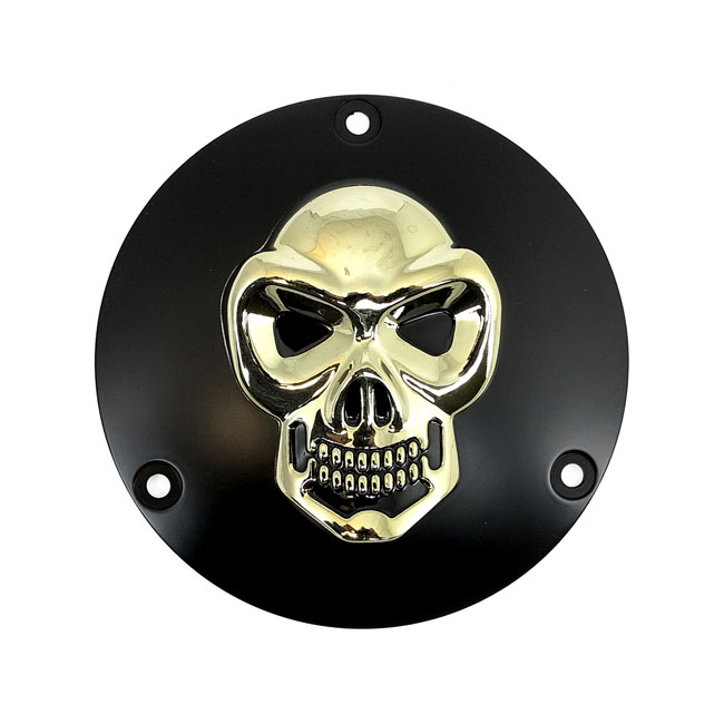 Skull derby cover 3-hole. Black & Gold