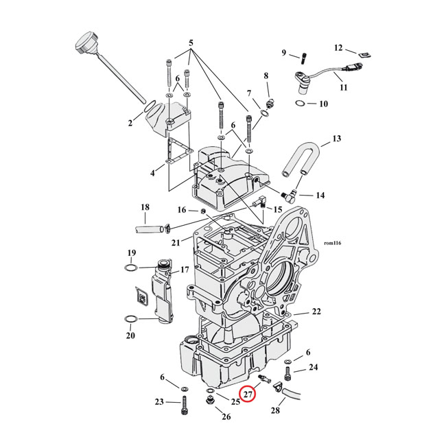Oil line fitting, straight. Chrome