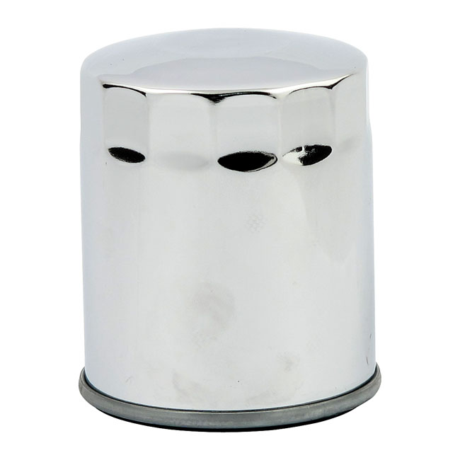 S&S, spin-on oil filter. Chrome