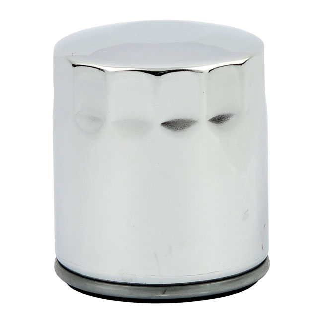 S&S, spin-on oil filter. Chrome