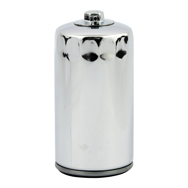 MCS, spin-on oil filter with top nut. Chrome