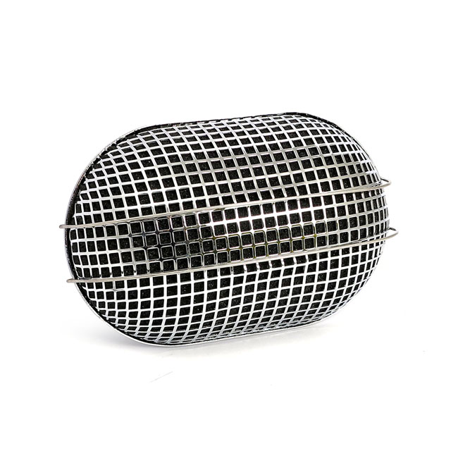 Breather style air cleaner assembly, oval. Chrome