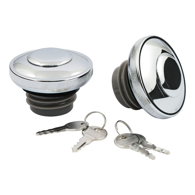 Gas cap set med lock, chrome