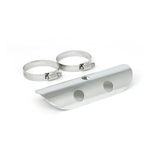 Universal Bullet Hole heat shield 7" long chrome