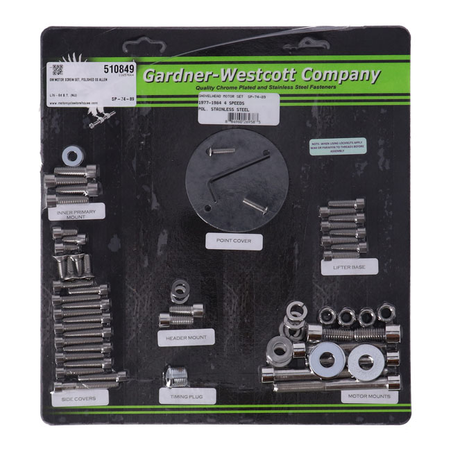 GW MOTOR SCREW SET, POLISHED SS ALLEN