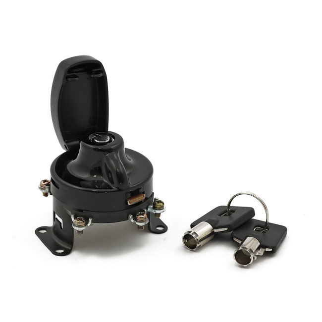 FL style ignition switch. 5-pole, round key, black
