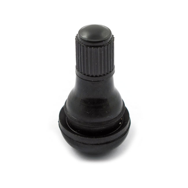 Press-in tubeless valve stem. Plastic black cap