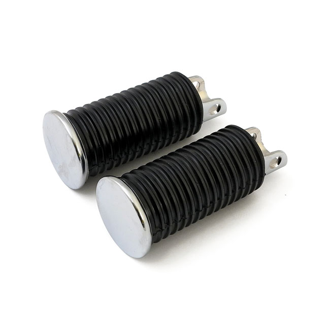 OEM style footpegs, large diameter. Chrome end cap