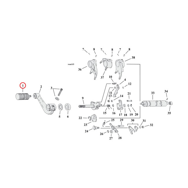 O.E.M. STYLE SHIFTER PEG, 1/2 INCH STUD