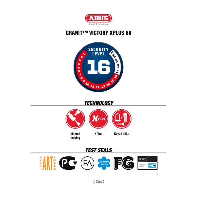 Abus, Granit Victory X-Plus 68 brake disc lock. Yellow