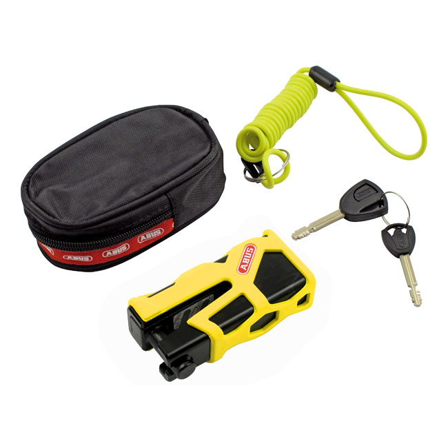 Abus, 77 Granit Sledg 'Web style' disc brake lock. Yellow