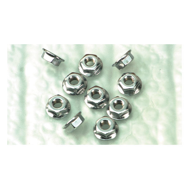 M6 X 1.0 FLANGED NUT CHROME