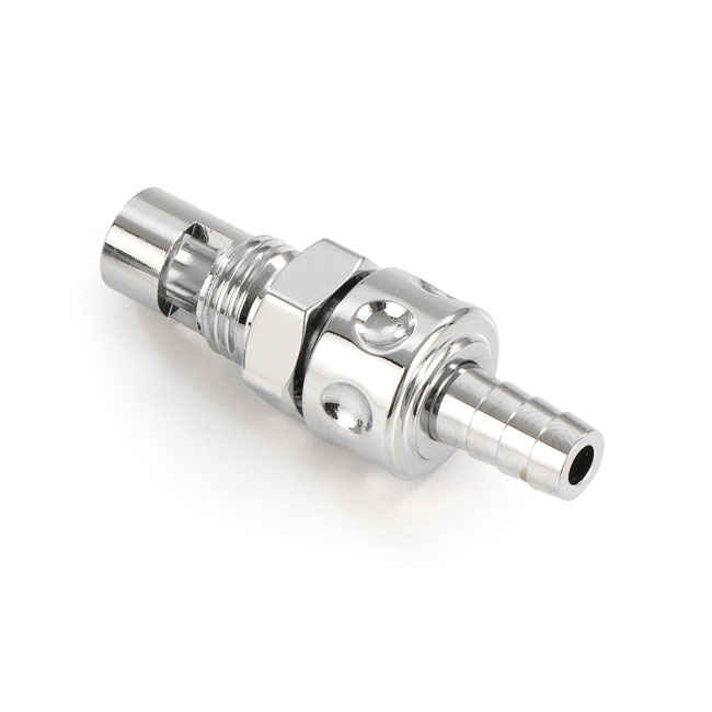 Kustom Tech, in-line bränsleventil För S&S B förgasare krom