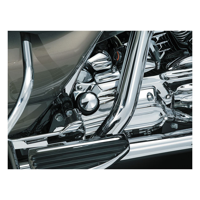 Kuryakyn, oil filler spout cover. Chrome