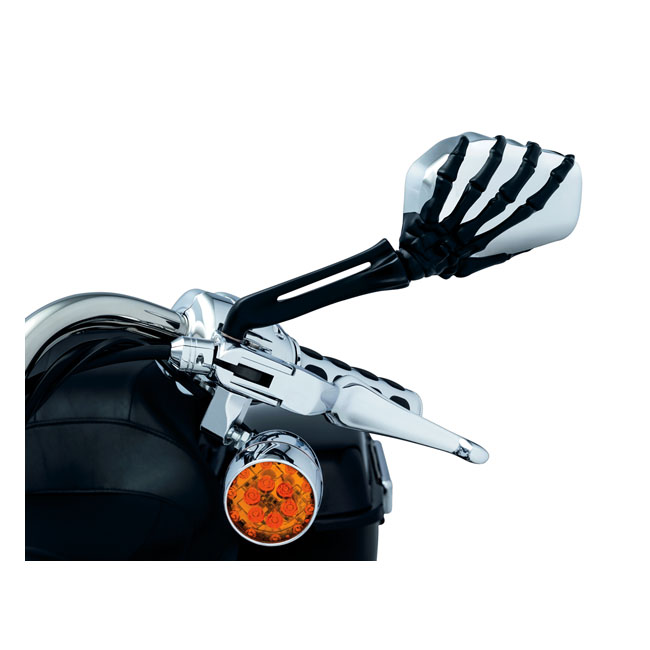 Kuryakyn, Skeleton-hand mirror set. Black hand, chrome head