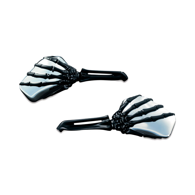 Kuryakyn, Skeleton-hand mirror set. Black hand, chrome head