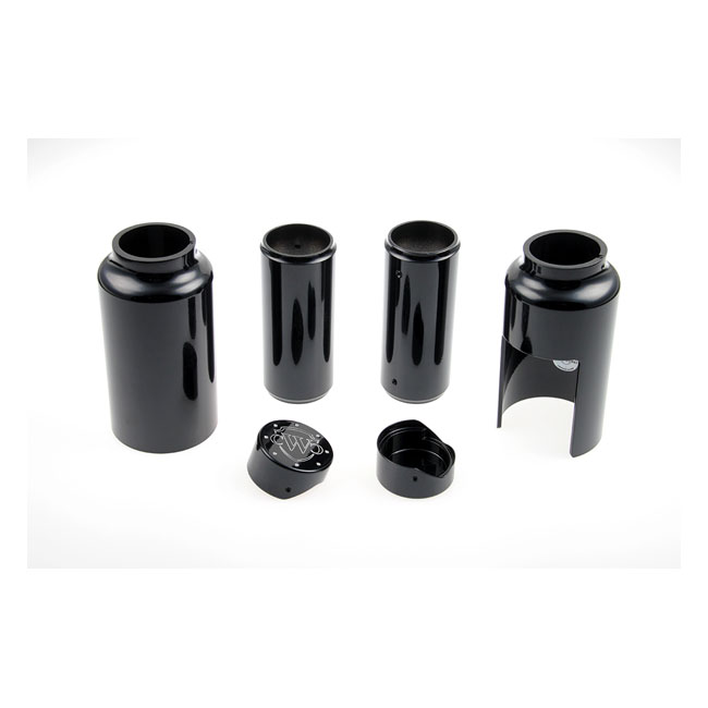 CULT-WERK, 6-PIECE FORK TUBE COVER KIT. GLOSS BLACK. LOGO