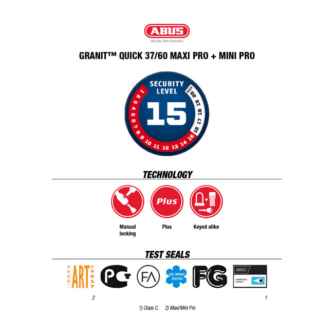 Abus Granit Quick 37/60 HB70 maxi pro disc lock