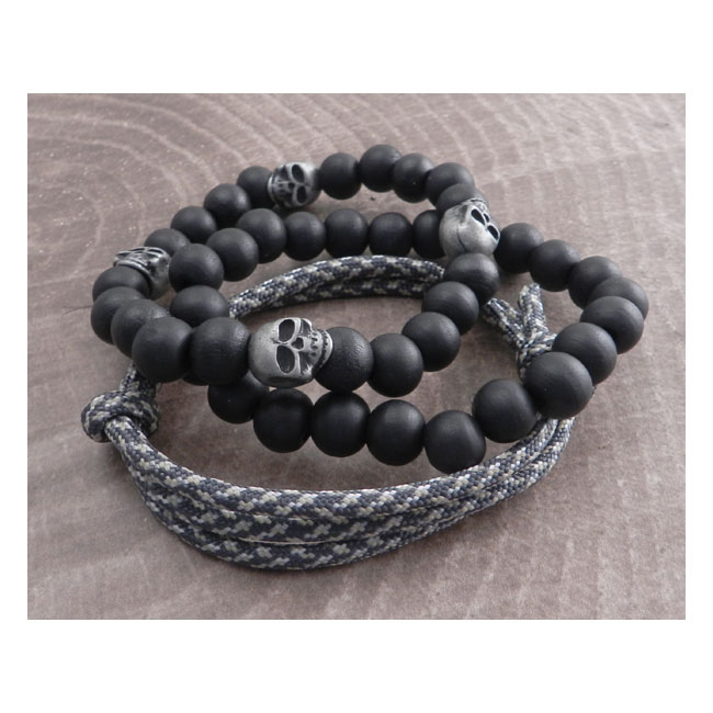 AmiGaz paracord & skull bead bracelet set