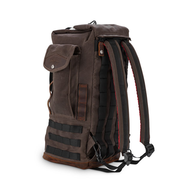 Burly Voyager sissy bar backpack dark oak