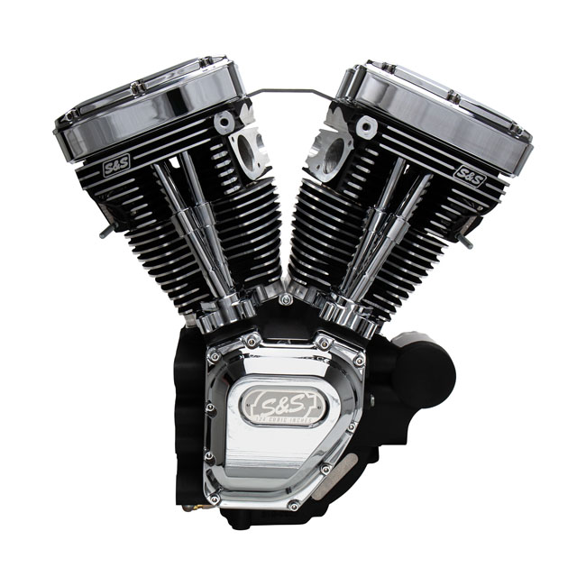 S&S, 4 1/8" bore 124" long block TC engine black/chrome