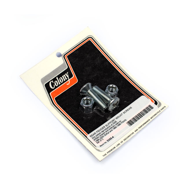 Colony, rear fender support mount screw set. Zinc