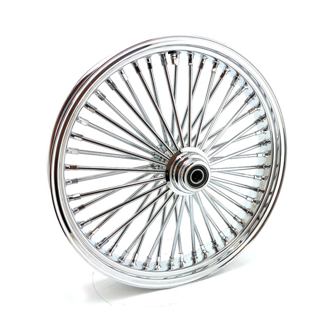 MCS Radial 48 fat spoke front wheel 3.50 x 21 Enkel skiva chrome. TUV