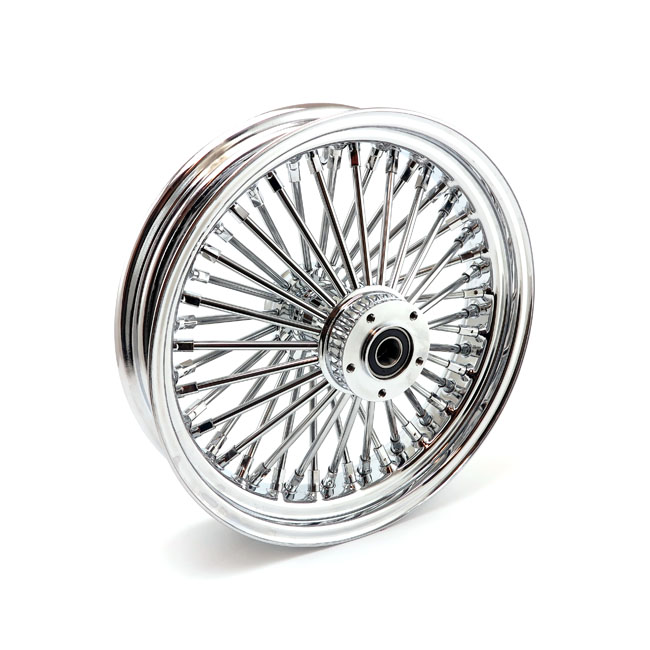 MCS Radial 48 fat spoke front wheel 3.50 x 16 DF chrome. TUV