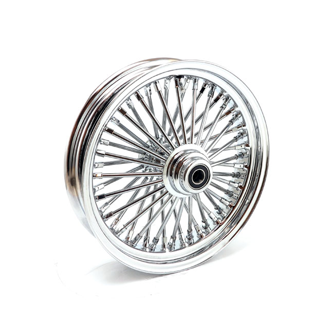 MCS Radial 48 fat spoke front wheel 3.50 x 16 SF chrome. TUV