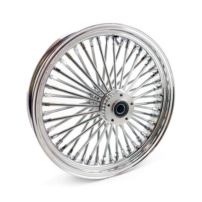 MCS Radial 48 fat spoke front wheel 3.50 x 18 DF chrome. TUV