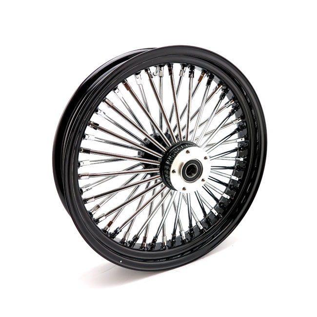 MCS Radial 48 fat spoke front wheel 3.50 x 18 DF black. TUV