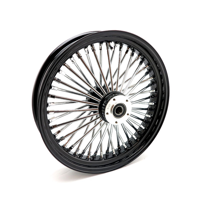MCS Radial 48 fat spoke front wheel 3.50 x 18 DF black. TUV