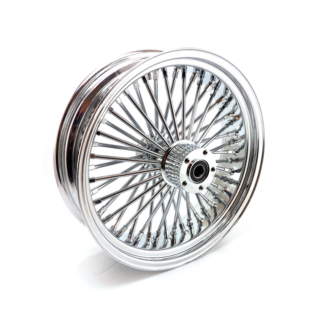 MCS Radial 48 fat spoke rear wheel 5.50 x 18 chrome. TUV