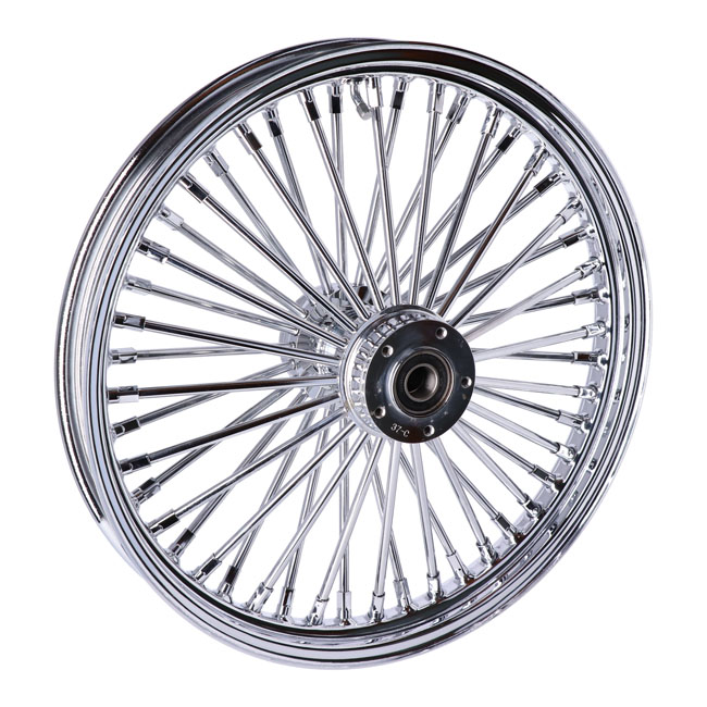 MCS Radial 48 fat spoke front wheel 2.15 x 19 DF chrome. TUV