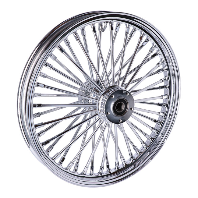 MCS Radial 48 fat spoke front wheel 2.15 x 19 DF chrome. TUV