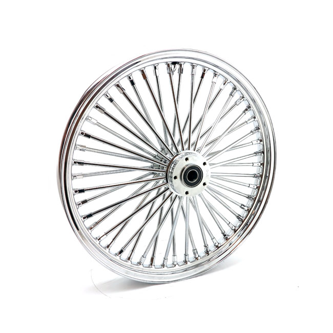 MCS Radial 48 fat spoke front wheel 2.15 x 21 Enkel skiva chrome. TUV