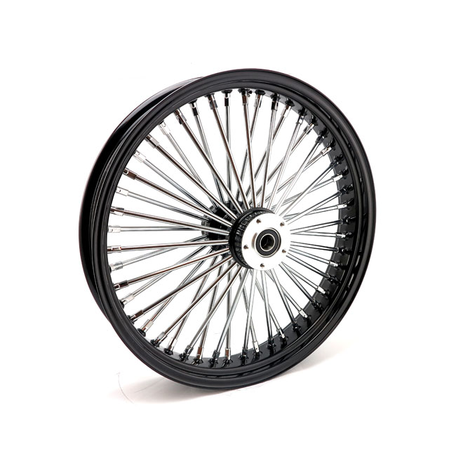 MCS Radial 48 fat spoke front wheel 3.50 x 21 Dubbla skivor black. TUV