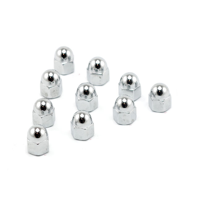 Colony, 1/4-20 acorn nuts chrome. Low Crown