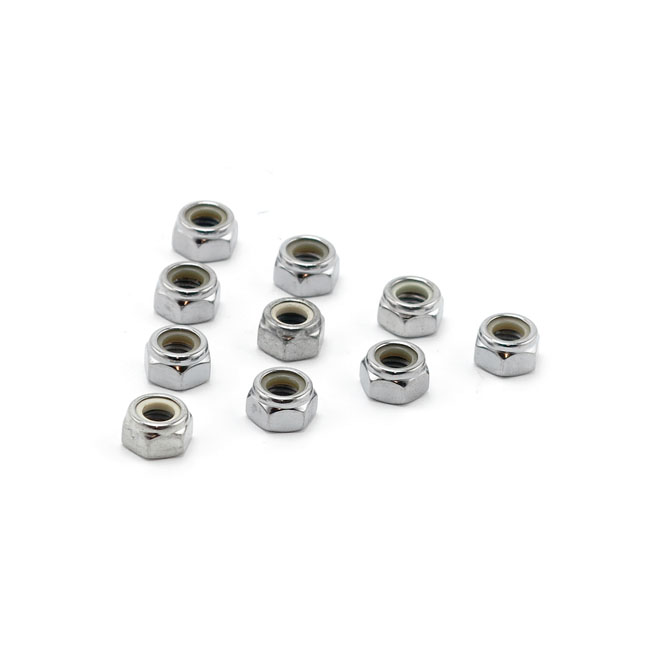 Colony M8 x 1.25 Nylon insert lock nuts. Chrome