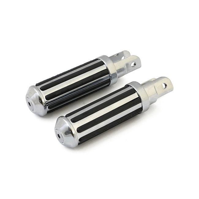 Chrome Foot Rails Rail foot pegs small diameter. Chrome w/rubber inlays