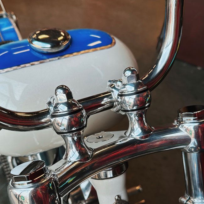 Indian Larry, Throwback Risers. 2" rise. Polished aluminum