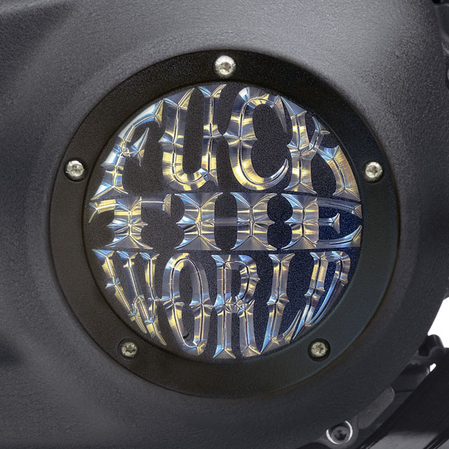 Indian Larry, ''FTW'' derby cover. Matte black/clear