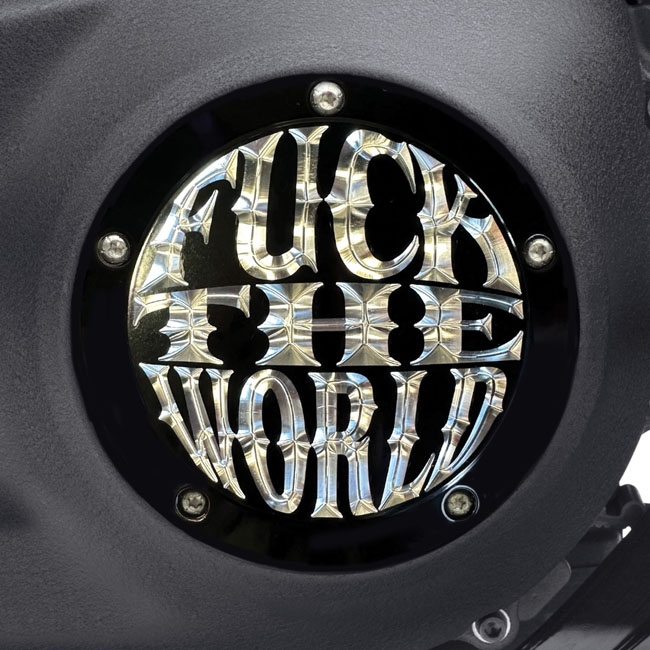 Indian Larry, ''FTW'' derby cover. Gloss black/clear