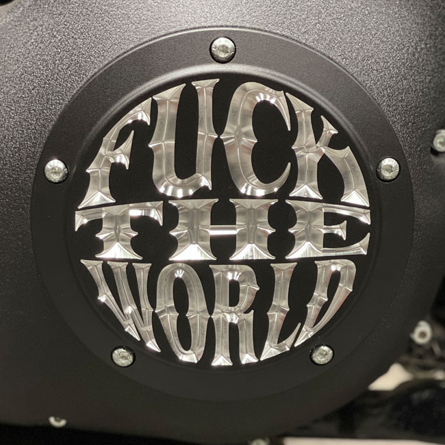 Indian Larry, ''FTW'' derby cover. Matte black/clear