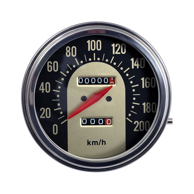 FL speedometer, '62-67 electra face', black/gold. 1:1 KMH