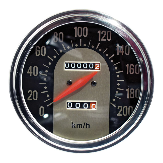 FL speedometer, '62-67 electra face', black/gold. 2:1 KMH